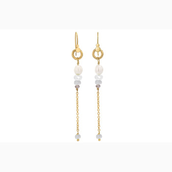 Gold plated ear ring, Crystal - Cordelia