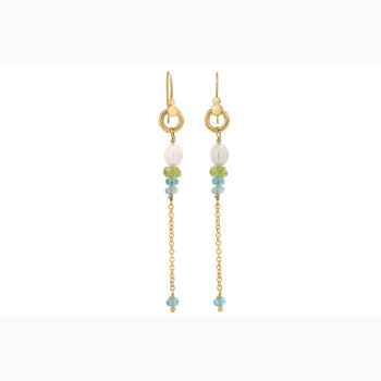 Gold plated ear ring, peridot -Cordelia