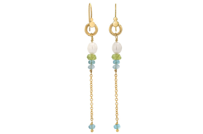 Gold plated ear ring, peridot -Cordelia